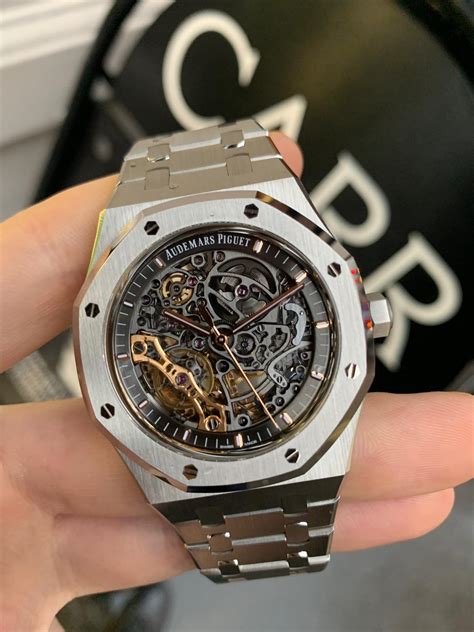 audemars piguet royal oak skeleton stainless steel|Audemars Piguet skeleton price.